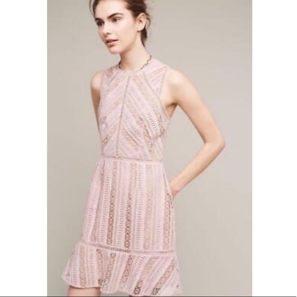 Anthropologie Pink Lace Sleeveless Dress - Picture 4 of 4